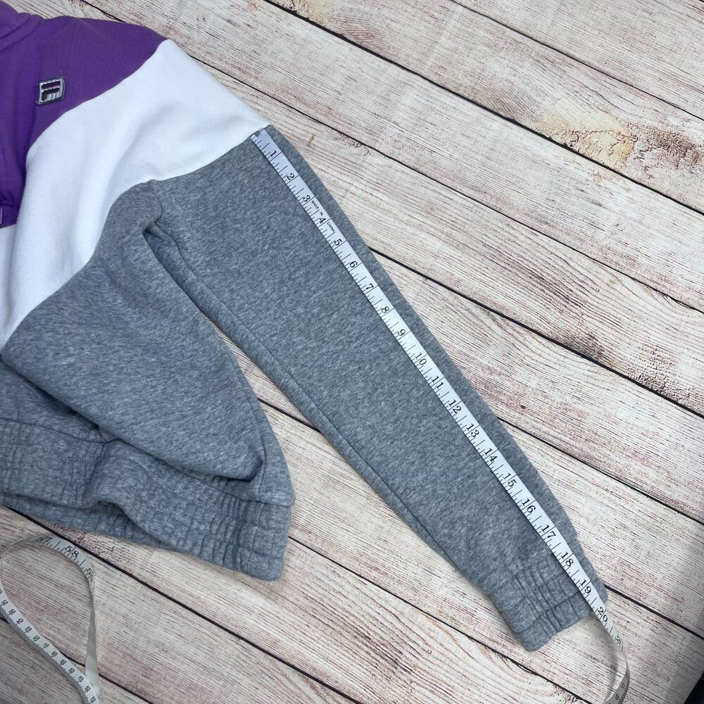 Y2K FILA Colorblock Quarter-Zip Sweatshirt | Size MED | Purple/White/Gray Fleece - Picture 6 of 12